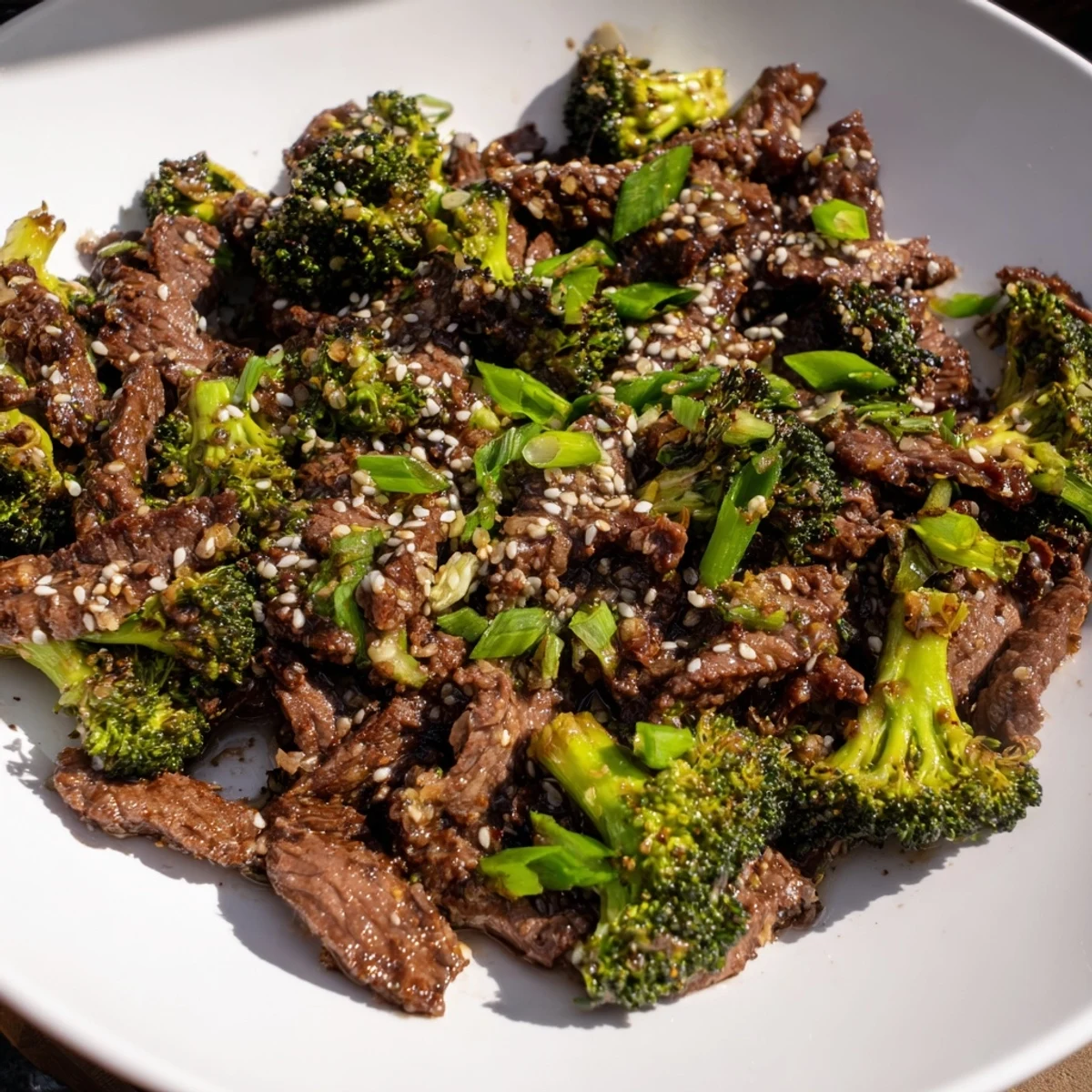 Golden seared beef and crisp broccoli tossed in a glossy ginger sauce, creating a vibrant Keto Friendly Beef and Broccoli Stir Fry with Ginger.