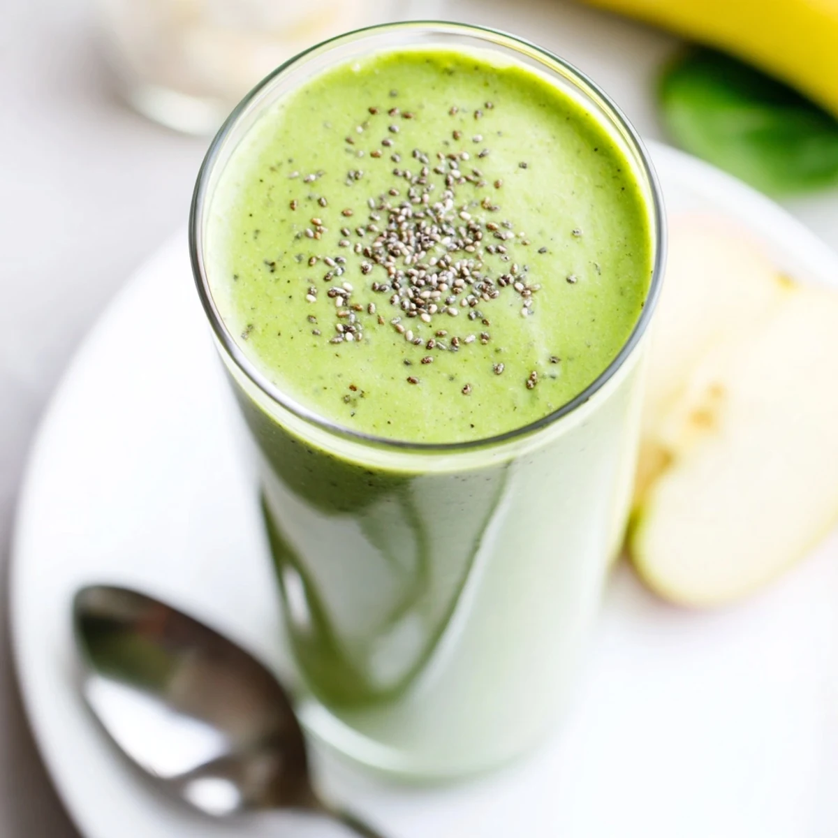Blended with ripe banana and lemon, the Detox Green Smoothie looks vibrant, refreshing, and ready to serve.
