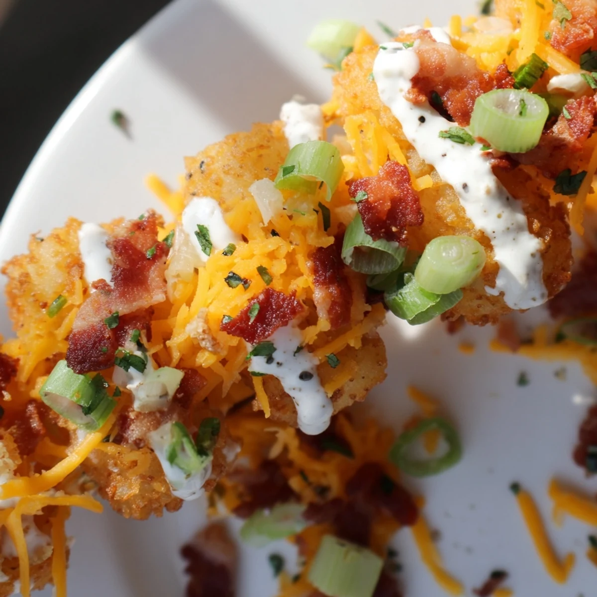 Savory Super Bowl Loaded Tater Tot Skewers served hot on a platter, garnished with parsley and ready for dipping.