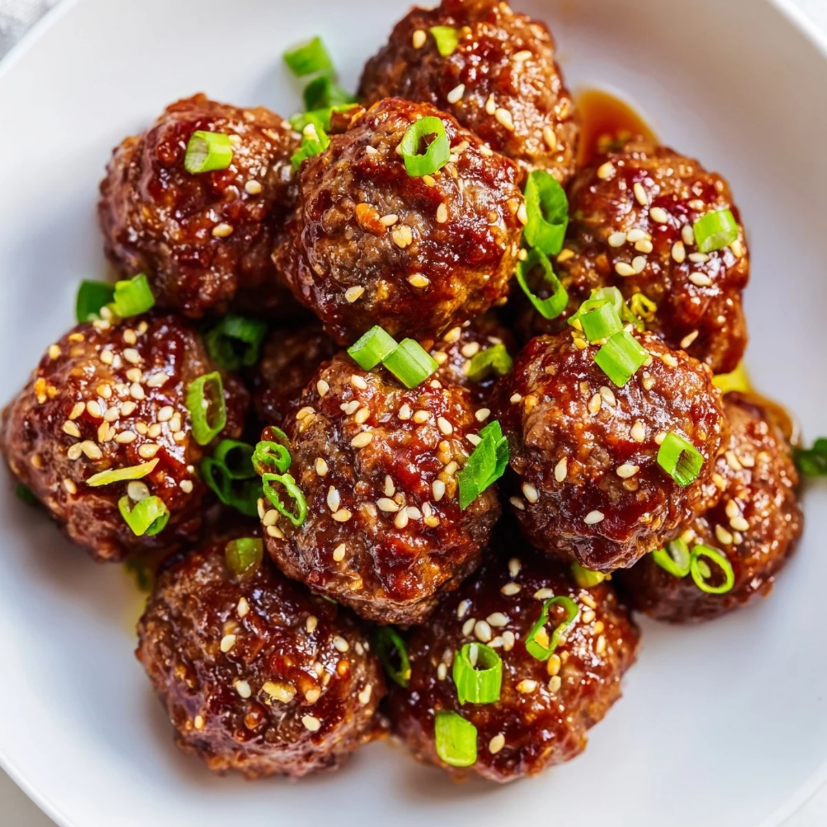 Tender baked beef meatballs infused with garlic and ginger, drizzled with a sweet-spicy Sriracha glaze for a bold, flavorful appetizer.