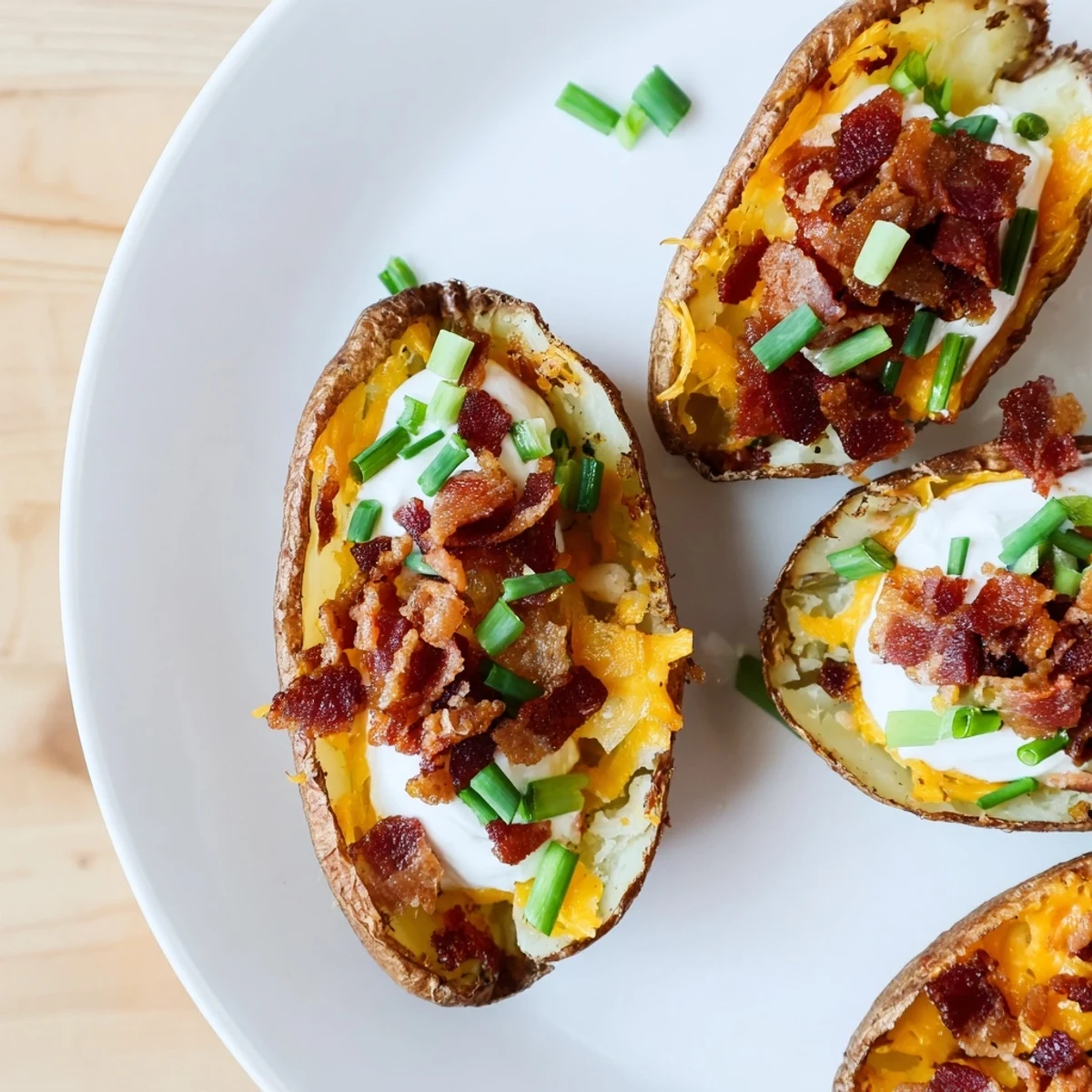 Hearty Loaded Potato Skins with Cheddar and Beef Bacon, filled with melted cheese and ready for game day.