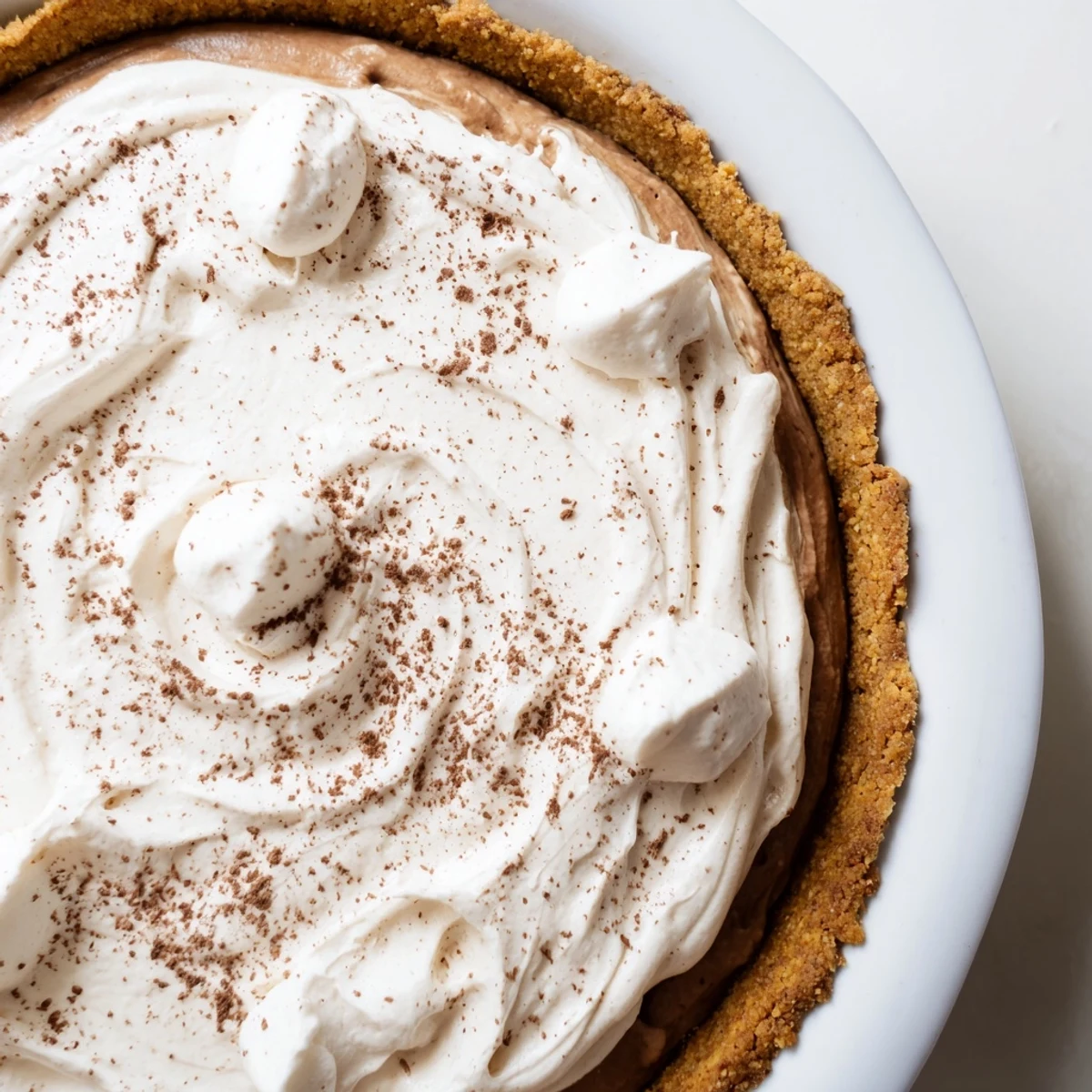 A slice of Keto Cold Brew Coffee Pie with a creamy, coffee-infused filling in a crisp almond flour crust.