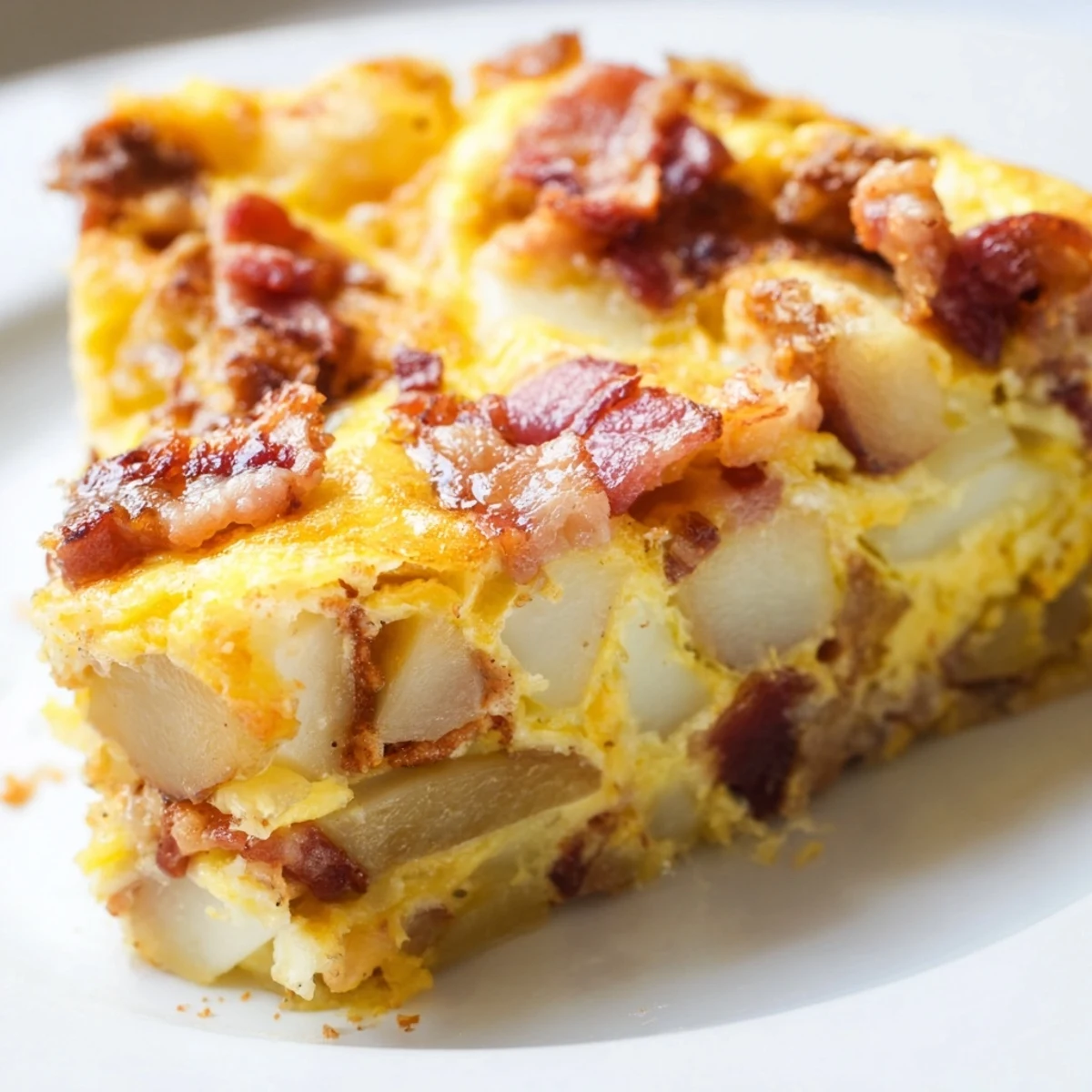 The Bacon Potato Frittata is garnished with fresh chives and served warm beside a simple green salad.