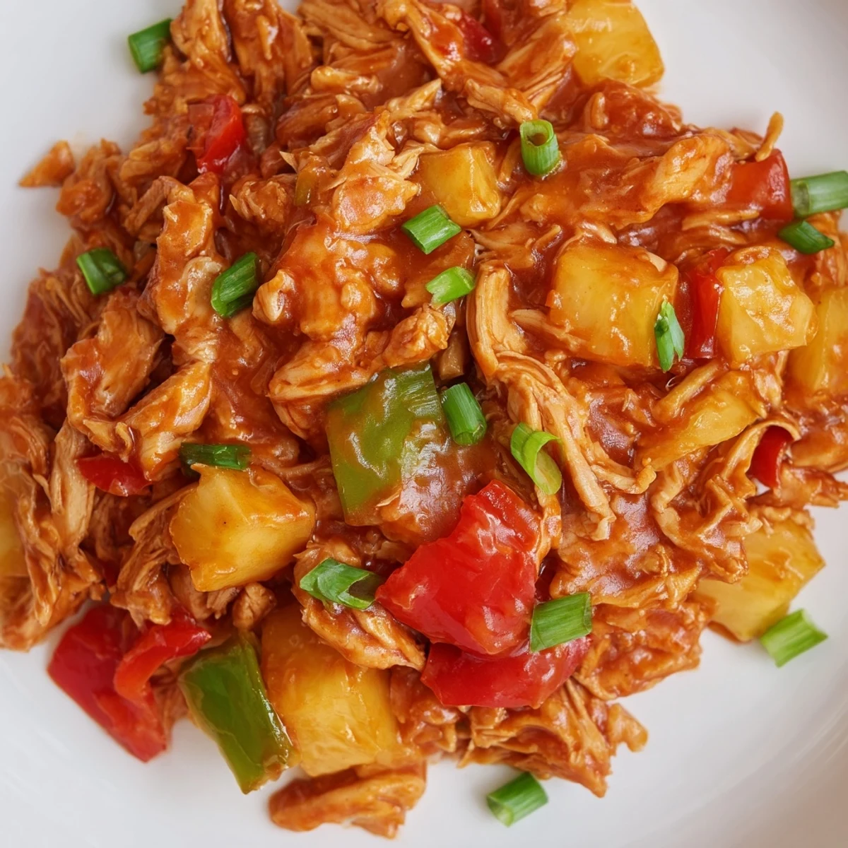 Tender Sweet Hawaiian Crockpot Chicken with juicy pineapple chunks served over fluffy white rice.