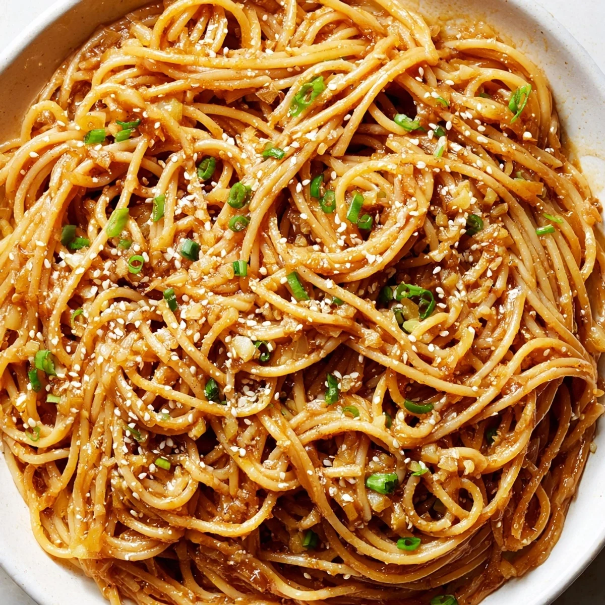 Steaming Garlic Noodles in a skillet with golden butter and minced garlic, ready to be tossed and served as a flavorful main dish.