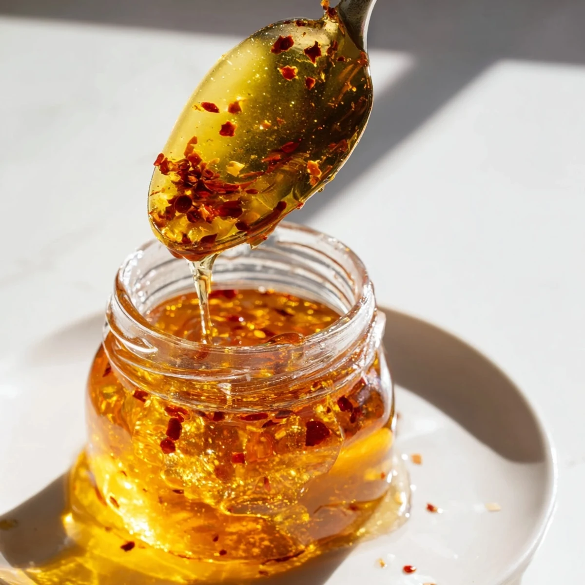 Spicy sweet hot honey drizzled generously over crispy fried chicken and buttery biscuits