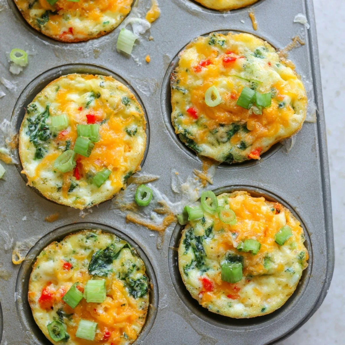 Fluffy protein-rich cottage cheese egg bites served warm in a muffin tin