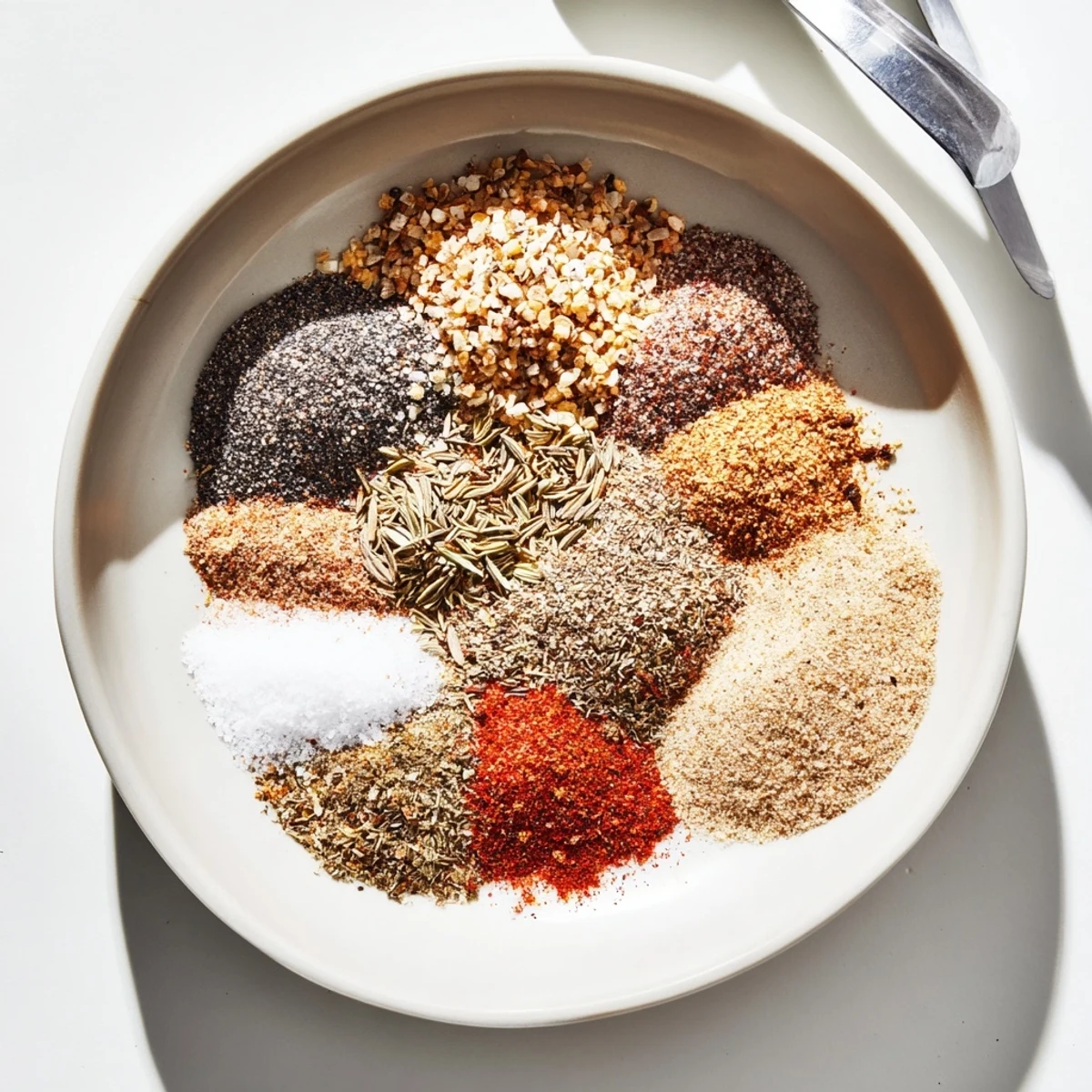 Savory copycat Montreal steak seasoning sprinkled generously over a juicy grilled ribeye steak on a wooden board