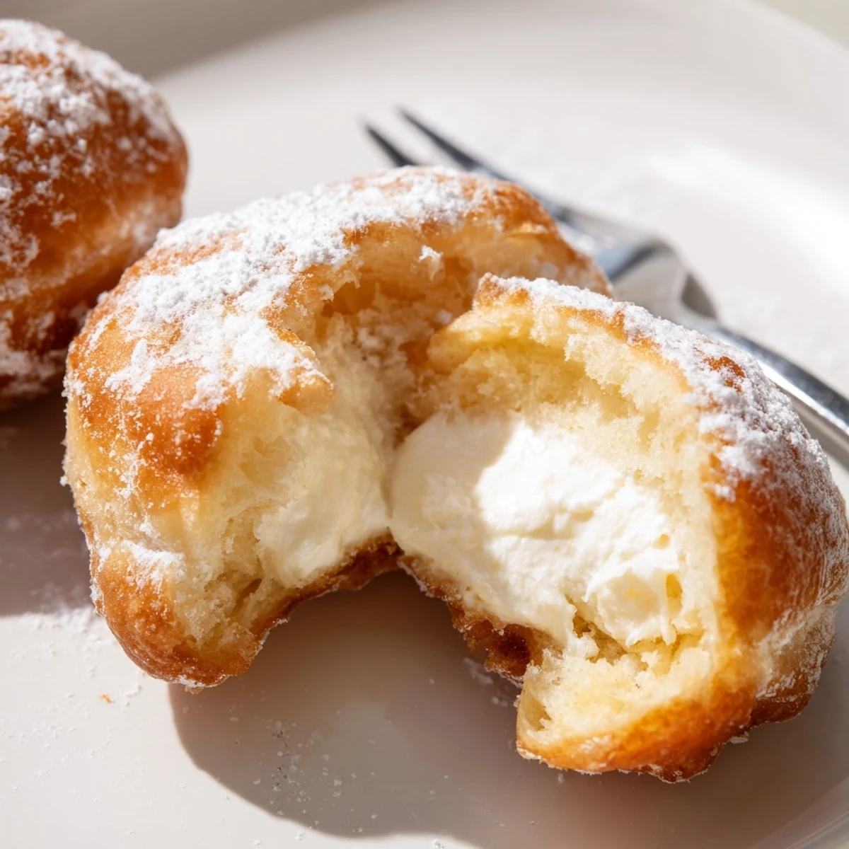 Soft pillowy Korean milk cream donuts filled with sweet vanilla cream center