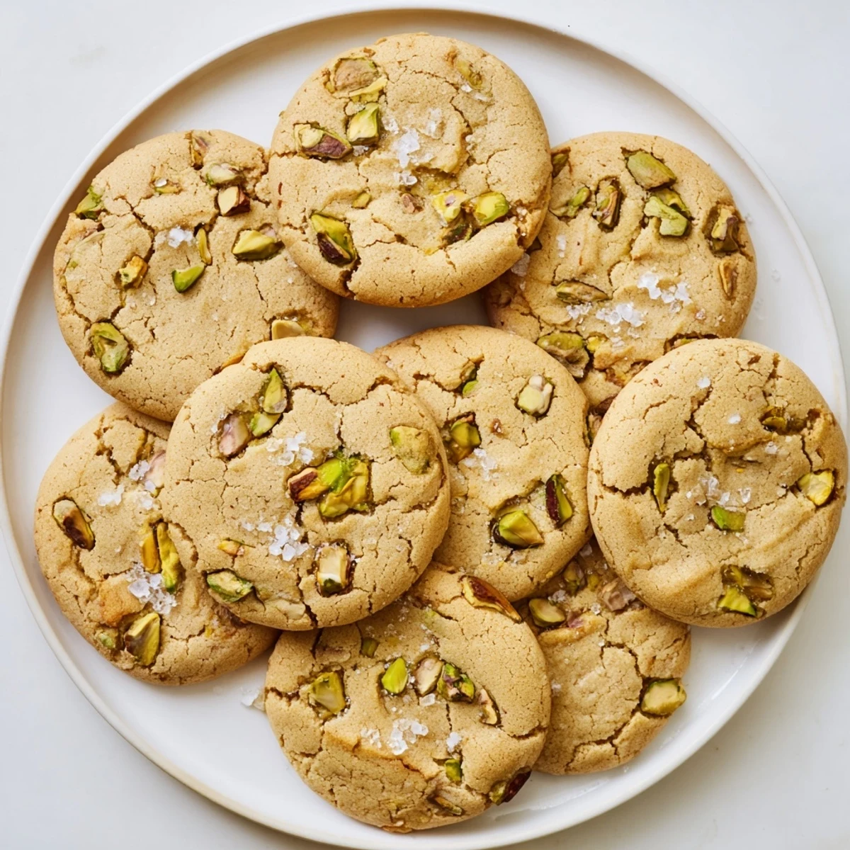 Chewy green-flecked pistachio cookies fresh from the oven with melty chocolate chips and roasted nuts