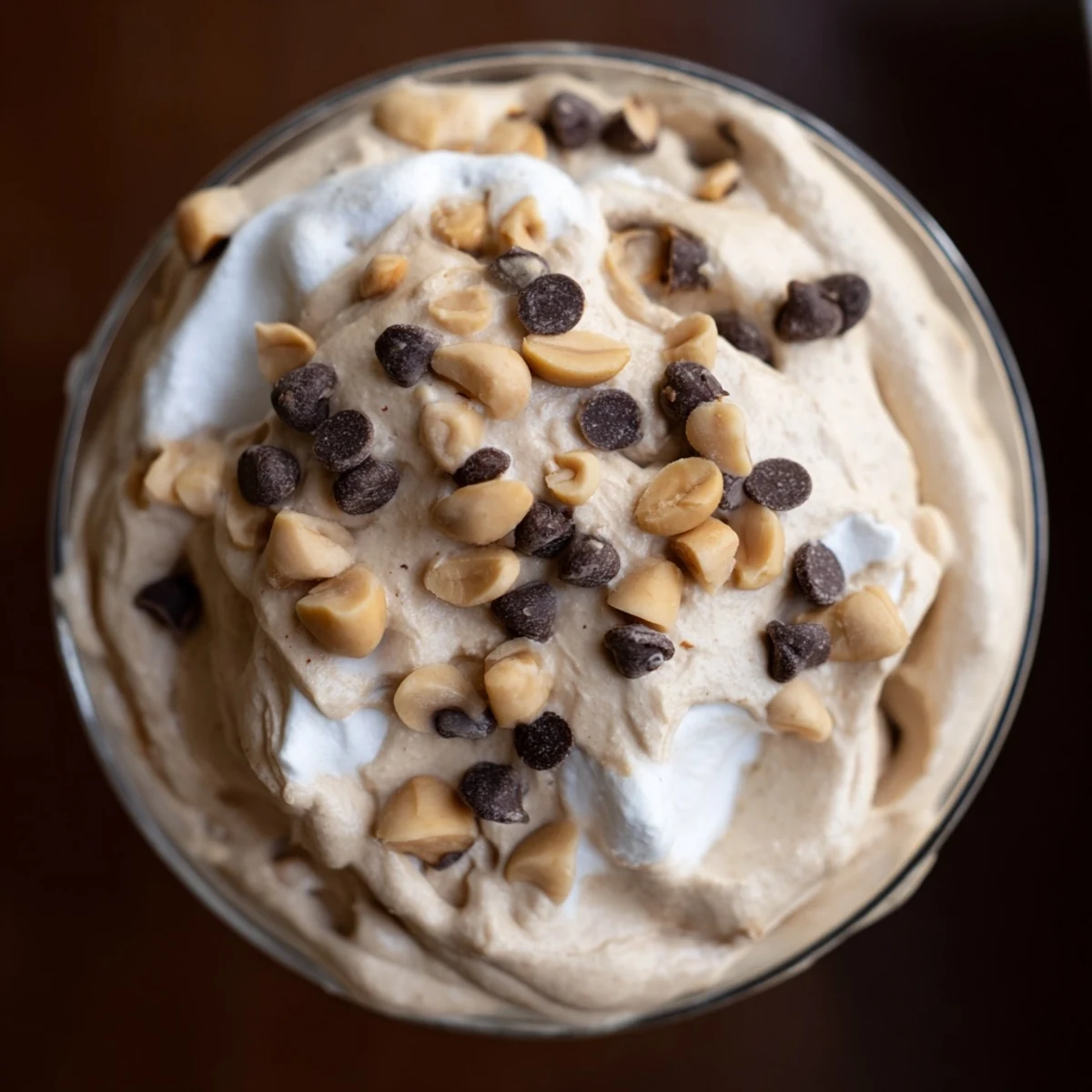 Light and airy peanut butter mousse swirled into elegant white serving bowls