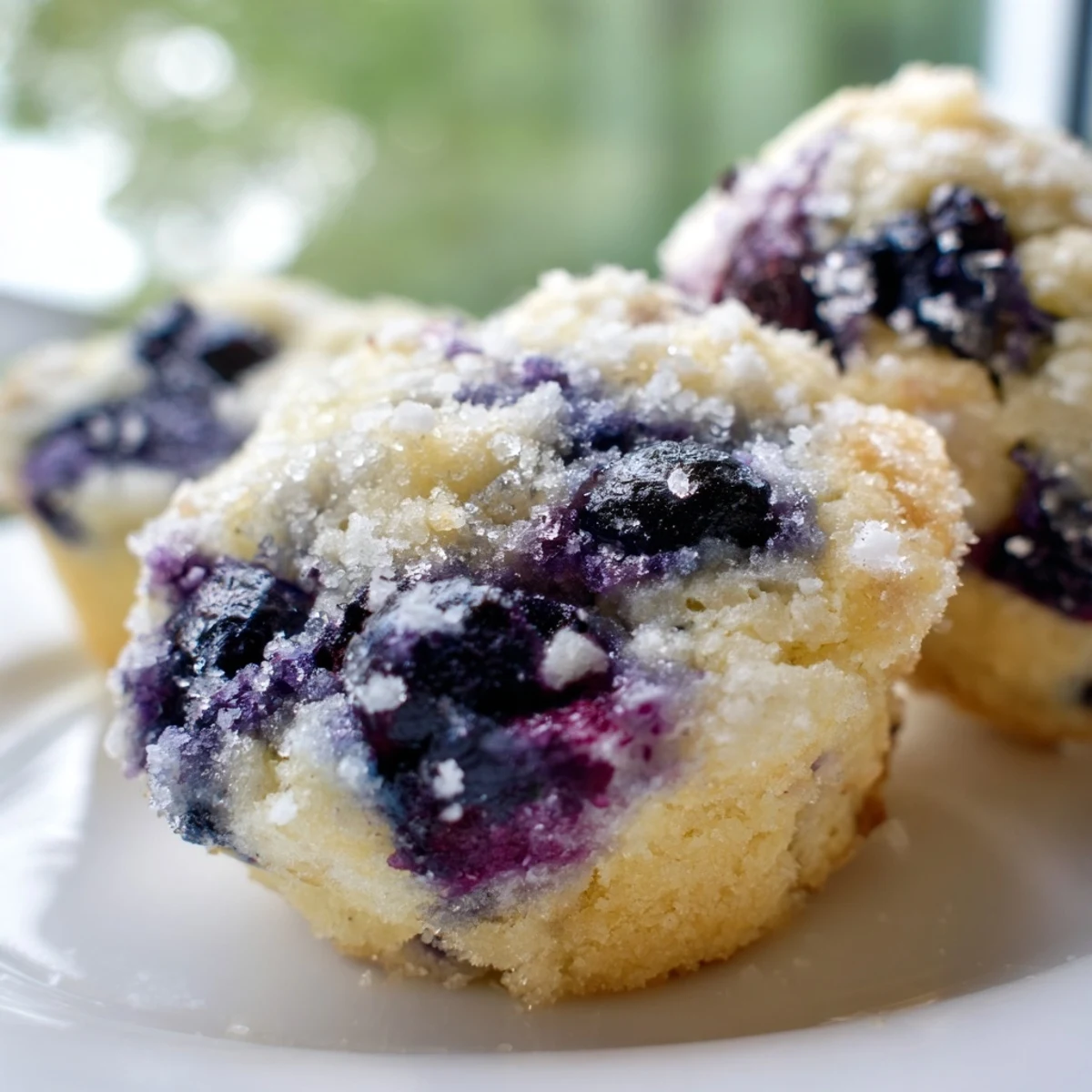 Soft blueberry muffin cookies with golden edges and juicy berries on rustic baking sheet