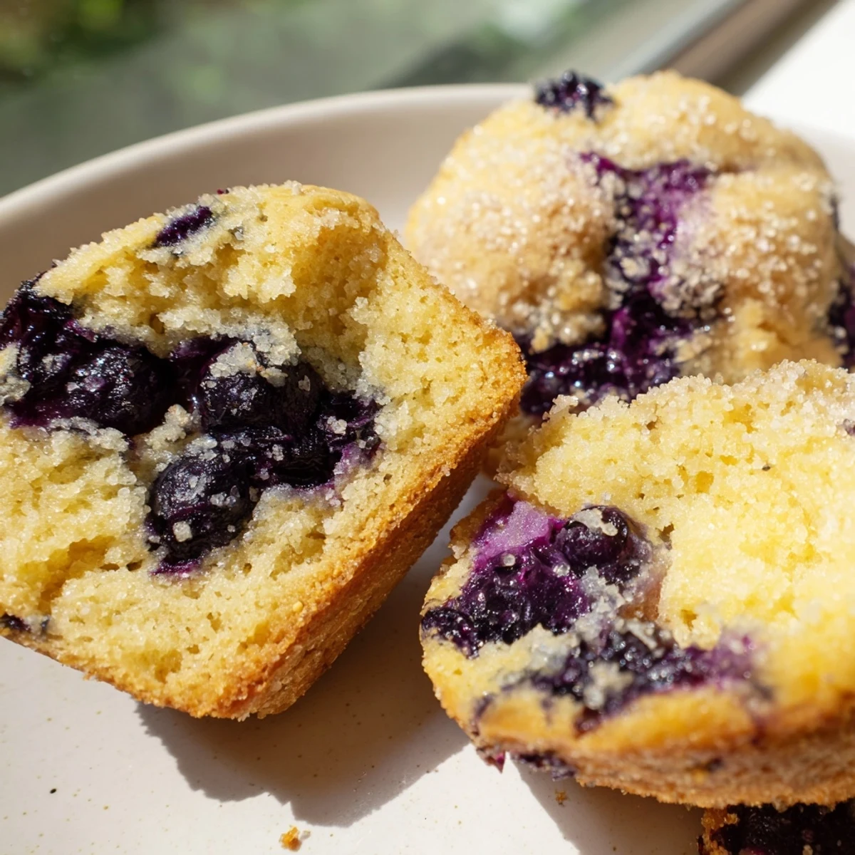 Fresh blueberry muffin cookies dusted with sparkling sugar ready for afternoon snack