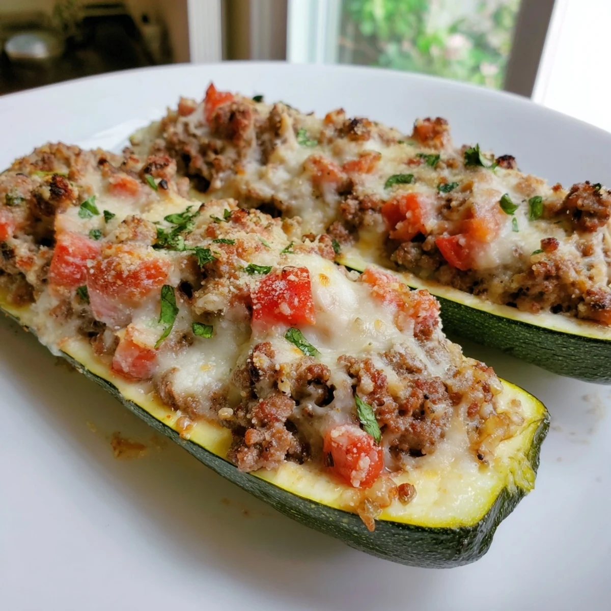 Stuffed Zucchini Boats With Ground Beef