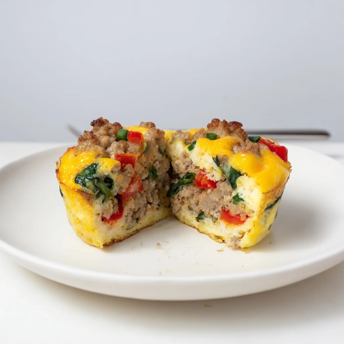 Turkey Sausage Egg Muffins steaming on a tray, golden tops and savory aroma