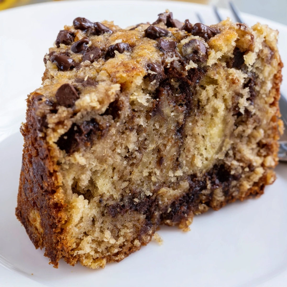 Homemade Banana Chocolate Chip Cake Recipe, fragrant banana aroma and gooey chocolate pockets