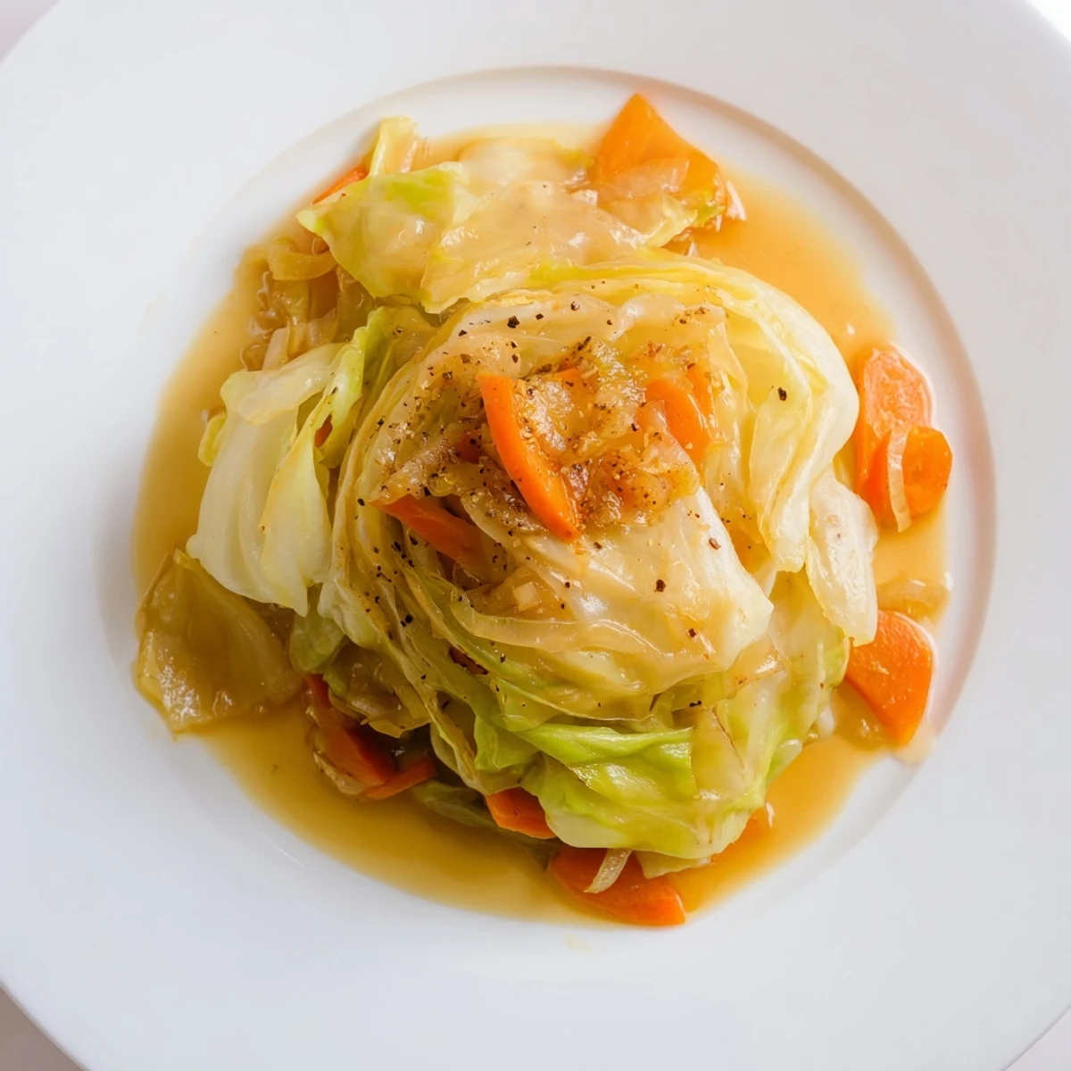 Slow-braised Savory Braised Cabbage Recipe in Dutch oven, tender, slightly tangy
