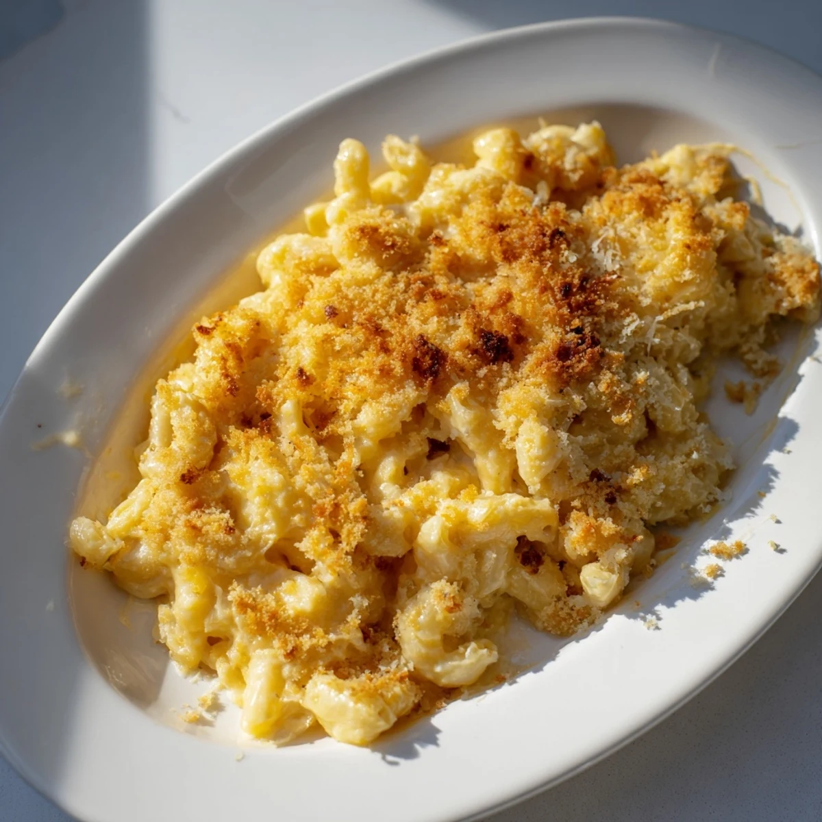 Creamy homemade mac and cheese with tender elbow pasta coated in rich melted cheddar sauce