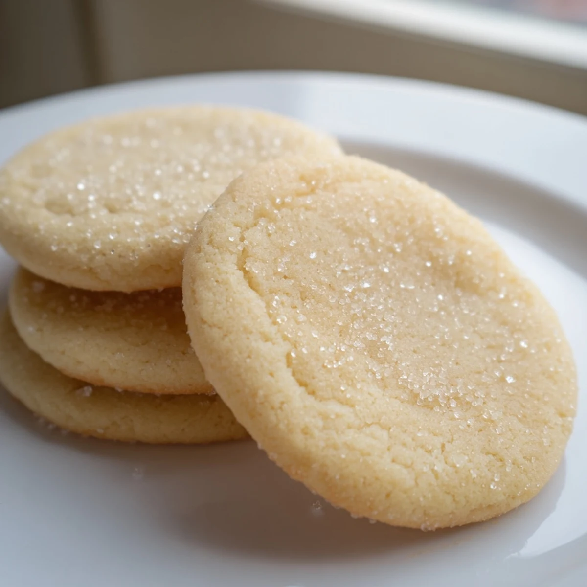 Golden-baked sugar cookies with crisp edges cooling on a rustic wire rack